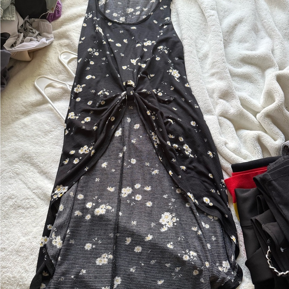 Floral Black Sleeveless Dress